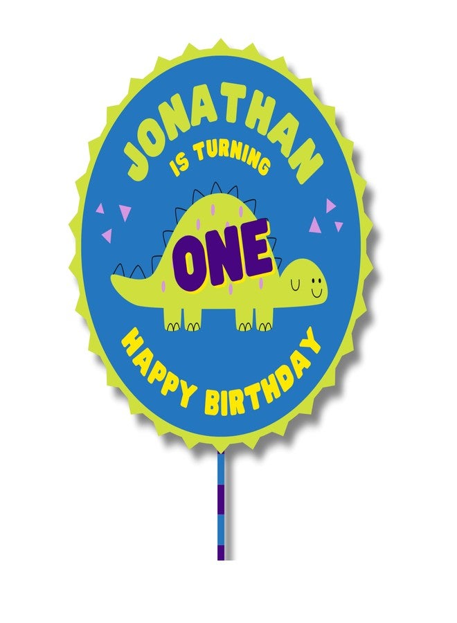 Yellow Nuts Personalised Cake Topper For Birthday Cartoon Dino Theme Kids Boys Girls 1st Birthday Anniversary Props Cake Decor Decoration (Dino) - Image 4